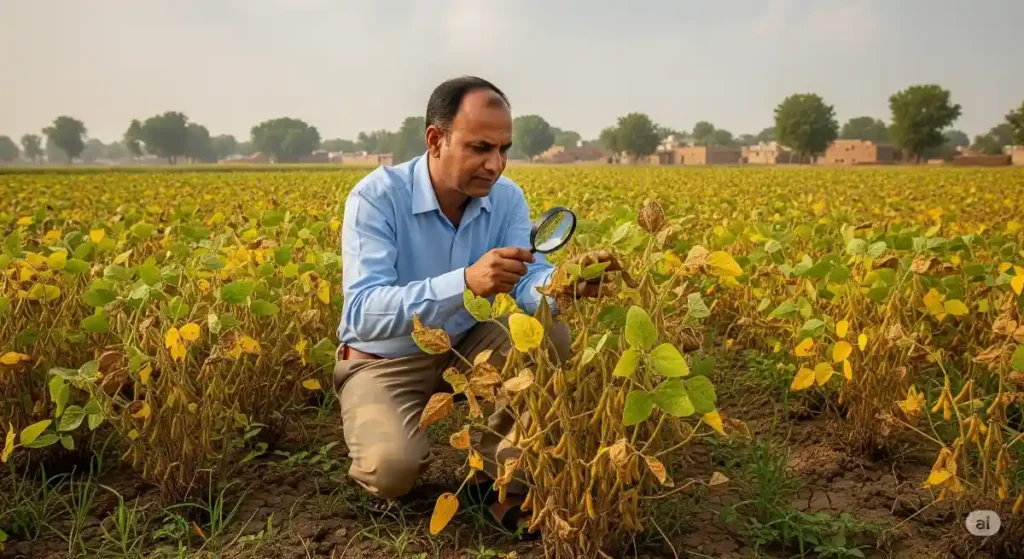सोयाबीन फसल में झुलसा रोग